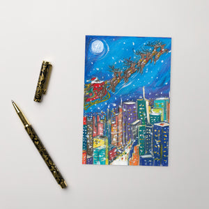 "Santa's In Town" Postcard